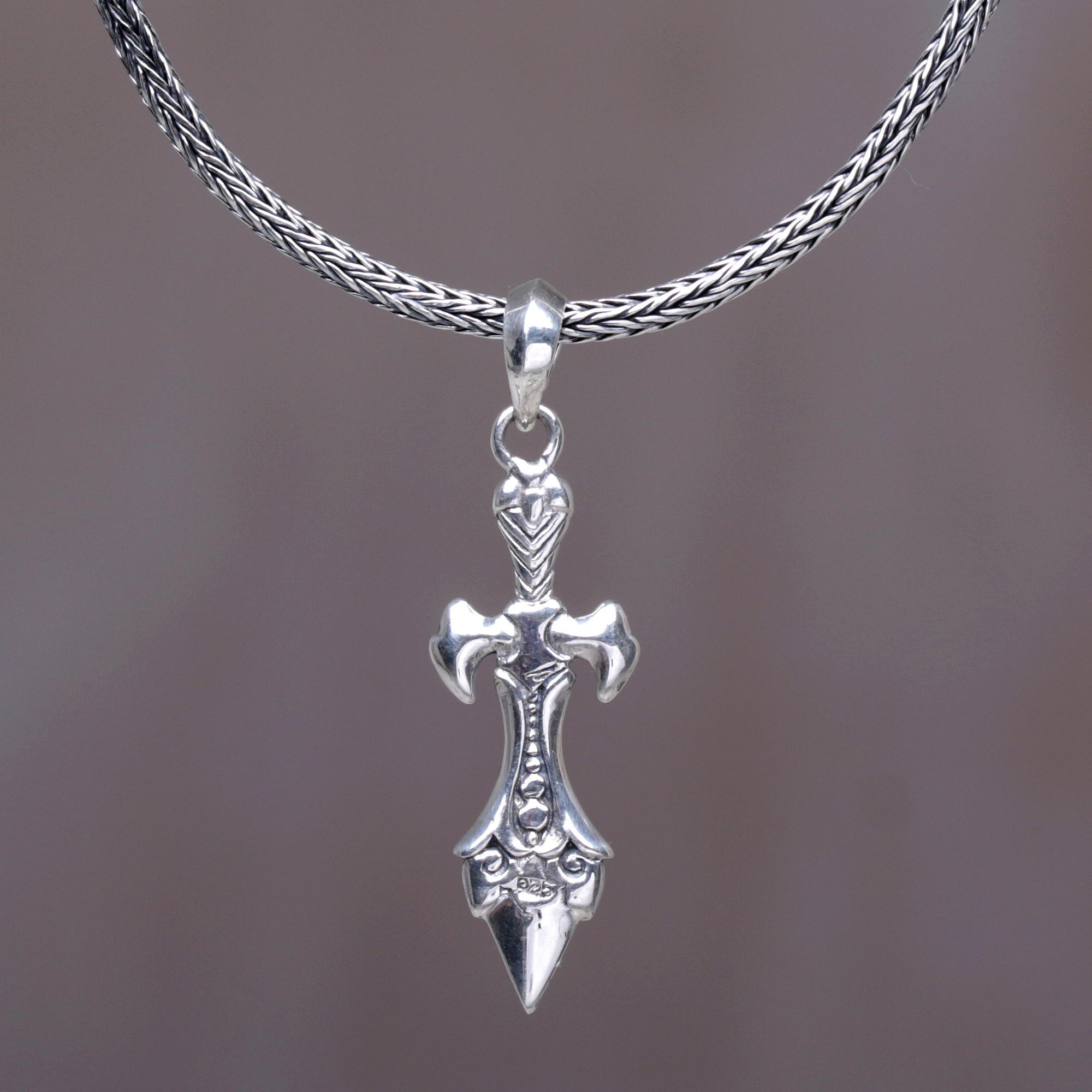 Sterling Silver Sword Pendant Necklace from Indonesia - Sword of ...
