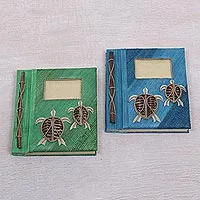 Natural fiber journals, Turtle Memories (pair)