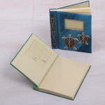 Natural fiber journals, 'Turtle Memories' (pair) - Two Green and Blue Natural Fiber Indonesian Turtle Journals