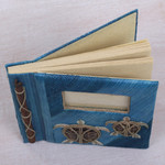 Natural fiber journals, 'Turtle Memories' (pair) - Two Green and Blue Natural Fiber Indonesian Turtle Journals