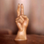 Wood sculpture, 'Peace, Man' - Realistic Bali Peace Sign Hand Sculpture in Hand Carved Wood thumbail