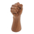 Wood sculpture, 'Survivor' - Realistic Bali Power Sign Hand Sculpture in Hand Carved Wood