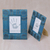 Natural fiber photo frames, 'Circle of Memories in Blue' (4x6 and 3x5) - 4x6 and 3x5 Indonesian Natural Fiber Photo Frames in Blue (image 2c) thumbail