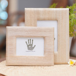 Natural fiber photo frames, 'Rustic Memories in Beige' (4x6 and 3x5) - 4x6 and 3x5 Natural Fiber Rustic Photo Frames in Beige