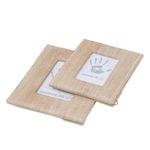 Natural fiber photo frames, 'Rustic Memories in Beige' (4x6 and 3x5) - 4x6 and 3x5 Natural Fiber Rustic Photo Frames in Beige