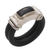 Onyx and rubber band ring, 'Elemental' - Onyx Sterling Silver and Natural Rubber Black Band Ring (image 2d) thumbail