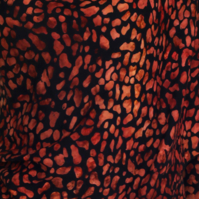 Rayon batik shawl, 'Ginger Beach Pebbles' - Orange and Black Hand Stamped Rayon Batik Shawl from Bali