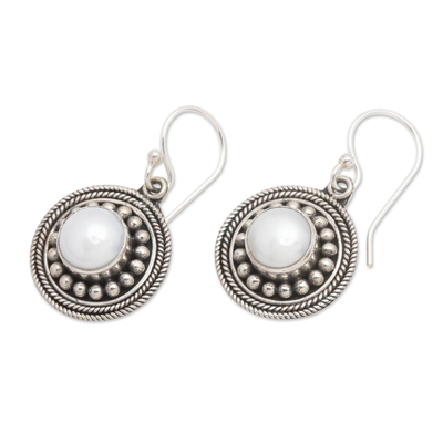 Cultured pearl dangle earrings, 'Moonlight Dance' - Culture Mabe Pearl and Sterling Silver Dangle Earrings