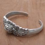 Sterling silver cuff bracelet, 'Smiling Barong' - Sterling Silver Barong Cuff Bracelet NOVICA from Indonesia