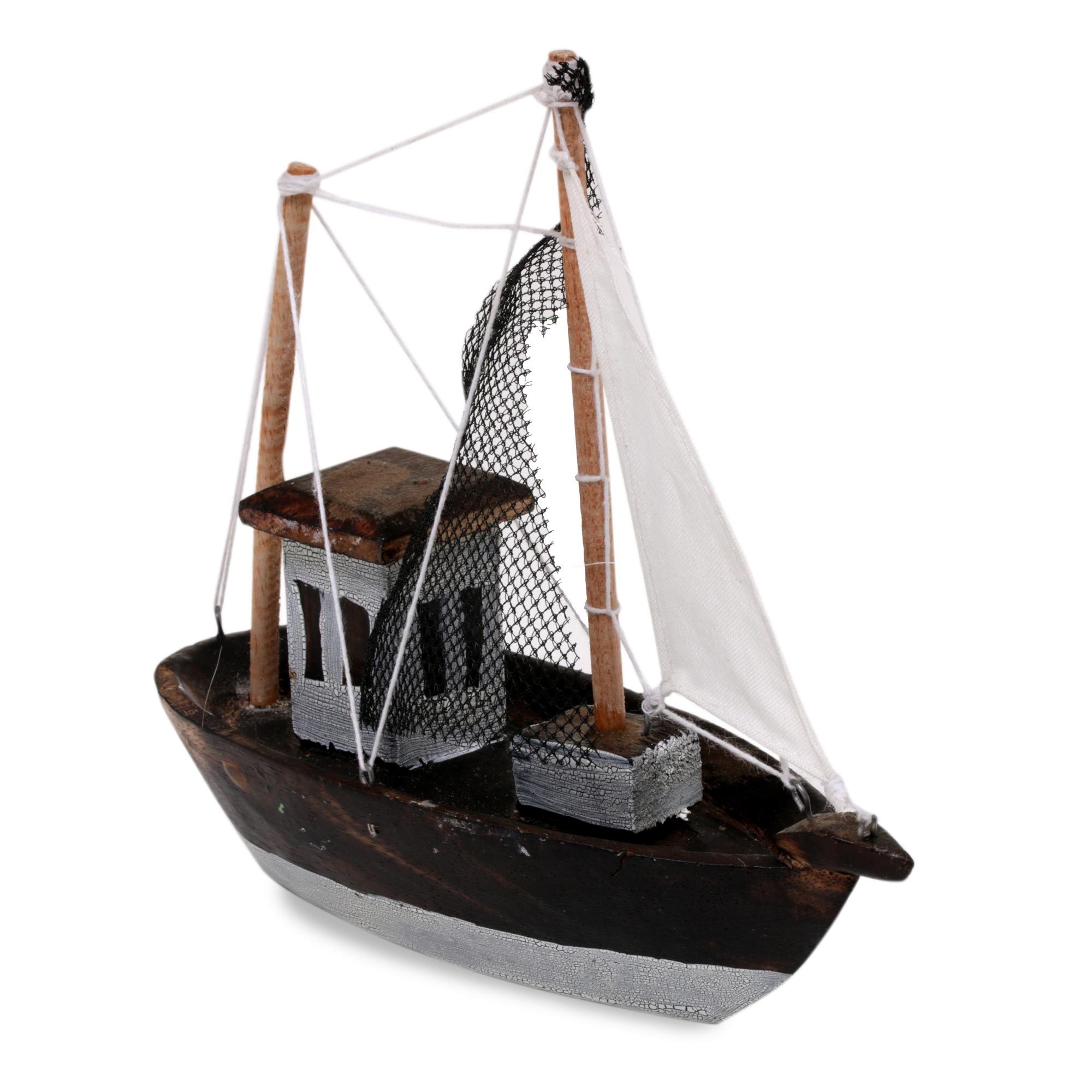 Artisan Crafted Wood Fishing Boat Sculpture from Bali Paradise