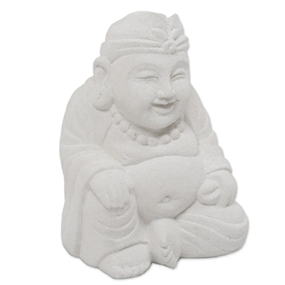 Sandsteinskulptur - Handgeschnitzte Sandstein-Buddha-Skulptur aus Indonesien
