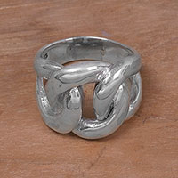 Sterling silver cocktail ring, 'Bold and Brave'