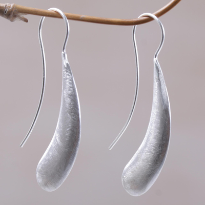 Sterling silver drop earrings, 'Shining Boomerangs' - 925 Sterling Silver Boomerang Drop Earrings from Indonesia