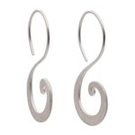 Sterling silver drop earrings, 'Cloud's Curve' - Sterling Silver Modern Spiral Drop Earrings from Indonesia