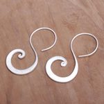 Sterling silver drop earrings, 'Cloud's Curve' - Sterling Silver Modern Spiral Drop Earrings from Indonesia
