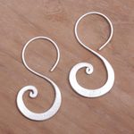 Sterling silver drop earrings, 'Cloud's Curve' - Sterling Silver Modern Spiral Drop Earrings from Indonesia