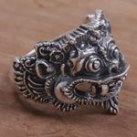 Sterling silver ring, 'Barong Parade' - 925 Sterling Silver Barong Ring from Indonesia