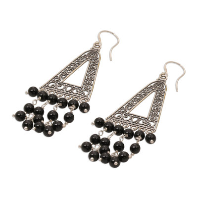 Bali Diamond Sterling Silver and Onyx Earrings – Gems from Paradise Inc.
