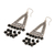 Onyx-Kronleuchter-Ohrringe - Dreieckige Ohrringe aus Onyx und Sterlingsilber aus Bali