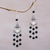 Onyx and cultured pearl chandelier earrings, 'Purified Love' - Onyx and Cultured Pearl Heart-Shaped Earrings from Bali