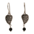 Onyx dangle earrings, 'Love Leaf' - Sterling Silver and Onyx Leaf Dangle Earrings from Bali (image 2a) thumbail