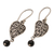 Onyx dangle earrings, 'Love Leaf' - Sterling Silver and Onyx Leaf Dangle Earrings from Bali (image 2d) thumbail
