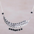 Halskette mit Onyx-Anhänger - Halskette mit Blattanhänger aus Sterlingsilber und Onyx aus Bali