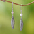 Cultured pearl dangle earrings, 'Light Feathers' - Sterling Silver and Cultured Pearl Balinese Feather Earrings