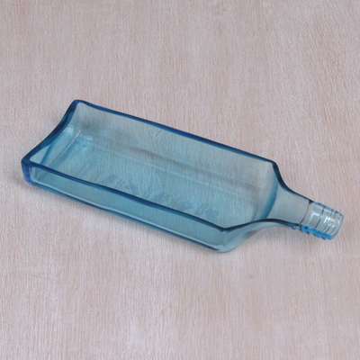 Tazón para servir de vidrio reciclado (9 pulgadas) - Tazón para servir de vidrio reciclado azul de 9 pulgadas de Indonesia