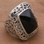 Onyx cocktail ring, 'Spiraling Black' - Onyx and Sterling Silver Cocktail Ring by Balinese Artisans (image 2) thumbail
