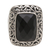 Onyx cocktail ring, 'Spiraling Black' - Onyx and Sterling Silver Cocktail Ring by Balinese Artisans thumbail