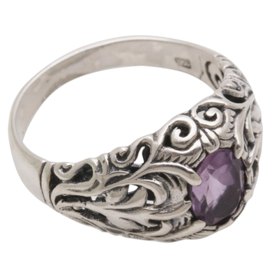 Amethyst and 925 Sterling Silver Cocktail Ring from Bali - Bali ...