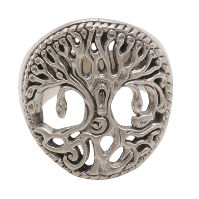 Sterling silver cocktail ring, 'Bali Tree' - Sterling Silver Tree Cocktail Ring by Balinese Artisans