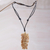 Bone pendant necklace, 'Free Woman' - Bone and Leather Floral Pendant Necklace from Indonesia