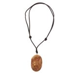 Bone pendant necklace, 'Sea Dweller' - Bone and Leather Sea Life Pendant Necklace from Indonesia