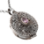 Amethyst locket necklace, 'Floral Secret' - Sterling Silver and Amethyst Locket Necklace (image 2d) thumbail