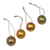 Wood ornaments, 'Golden Baubles' (set of 4) - Four Round Gold Tone Albesia Wood Ornaments from Bali (image 2d) thumbail