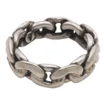 Sterling silver band ring, 'Family Links' - Sterling Silver Unisex Chain Motif Band Ring from Indonesia