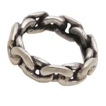 Sterling silver band ring, 'Family Links' - Sterling Silver Unisex Chain Motif Band Ring from Indonesia