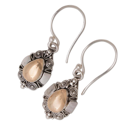 Gold accent sterling silver dangle earrings, 'Secret Spirals' - 18k Gold Accent 925 Sterling Silver Spiral Dangle Earrings