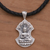 Sterling silver pendant necklace, 'Silent Buddha' - Sterling Silver and Leather Pendant Necklace of Buddha (image 2) thumbail