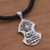 Sterling silver pendant necklace, 'Silent Buddha' - Sterling Silver and Leather Pendant Necklace of Buddha (image 2c) thumbail