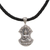 Sterling silver pendant necklace, 'Silent Buddha' - Sterling Silver and Leather Pendant Necklace of Buddha (image 2d) thumbail