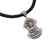 Sterling silver pendant necklace, 'Silent Buddha' - Sterling Silver and Leather Pendant Necklace of Buddha (image 2e) thumbail
