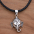 Sterling silver pendant necklace, 'Head of Ganesha' - Sterling Silver and Leather Pendant Necklace of Ganesha (image 2) thumbail