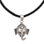 Sterling silver pendant necklace, 'Head of Ganesha' - Sterling Silver and Leather Pendant Necklace of Ganesha (image 2d) thumbail