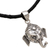 Sterling silver pendant necklace, 'Head of Ganesha' - Sterling Silver and Leather Pendant Necklace of Ganesha (image 2e) thumbail