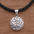 Sterling silver pendant necklace, 'Holy Omkara' - Sterling Silver and Leather Pendant Necklace of Om Symbol
