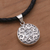 Sterling silver pendant necklace, 'Holy Omkara' - Sterling Silver and Leather Pendant Necklace of Om Symbol (image 2c) thumbail
