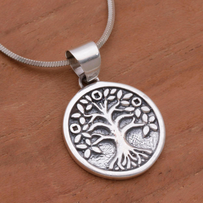 Reversible sterling silver pendant necklace, 'Rooted in Hope' - Sterling Silver Star Pendant Necklace from Indonesia